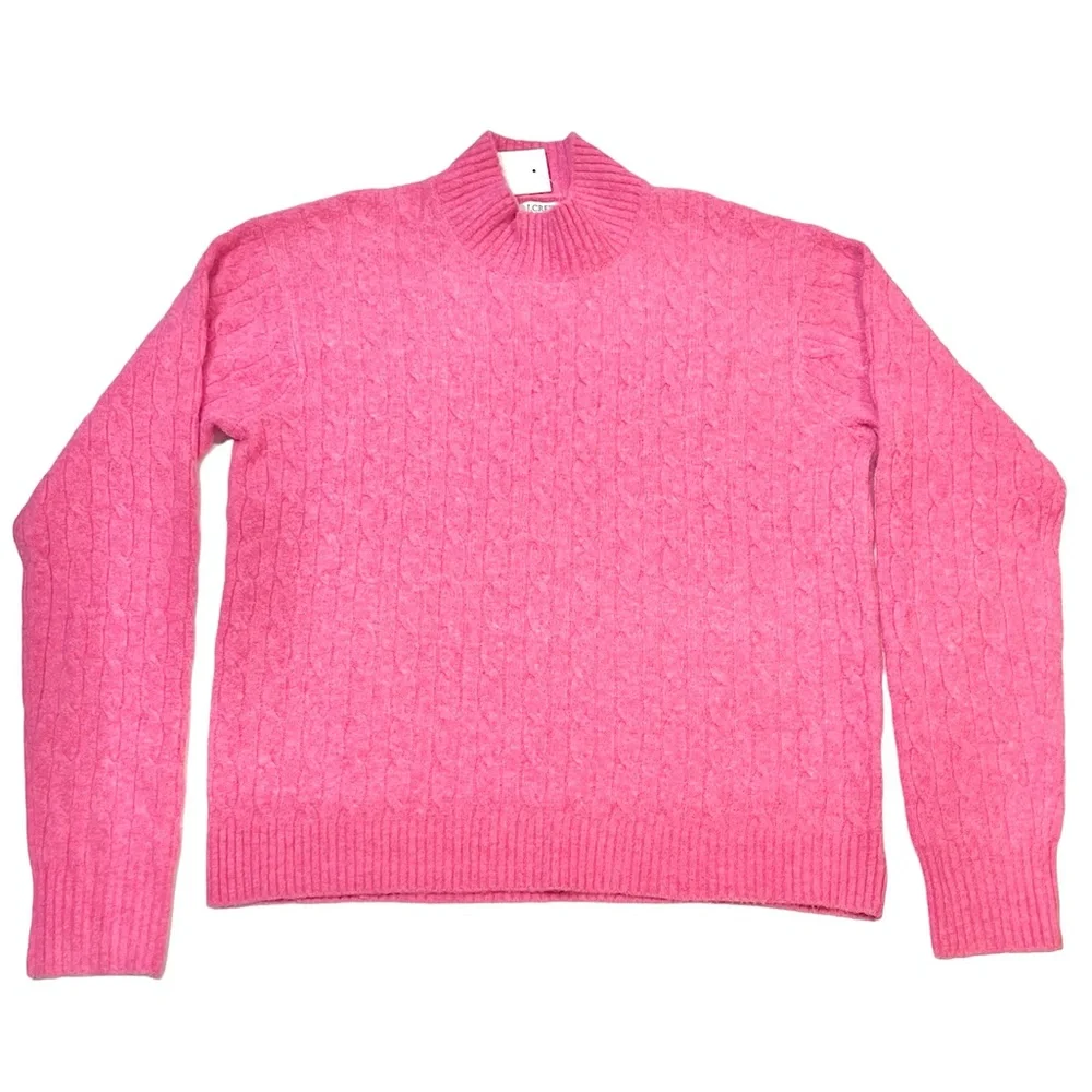 J. Crew Cable Knit Mock Neck Sweater
